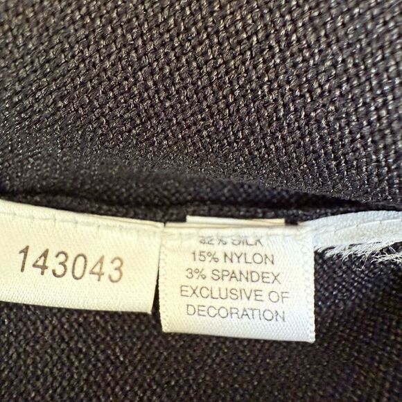 Ann Taylor vintage silk blend shimmery black cardigan hook/eye closure ruffle M - Picture 7 of 7